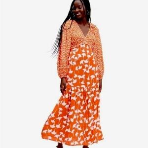 Diane Von Furstenberg DVF For Target Ginkgo Cherry Maxi Dress Sz L New w/o Tags